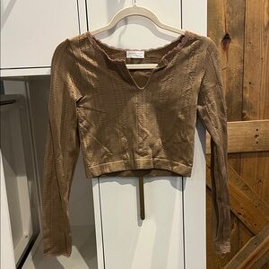 Altar'd State Brown Ribbed Crop Top